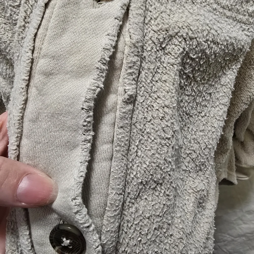 Free People Ruby Cream Teddy Jacket XS Button Down Shacket Oversized‎ Relaxed